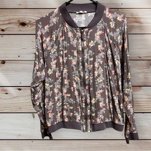 Maurices Floral Flower Bomber Jacket Large